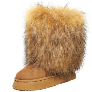 Women's Brown Faux Fur Winter Boots